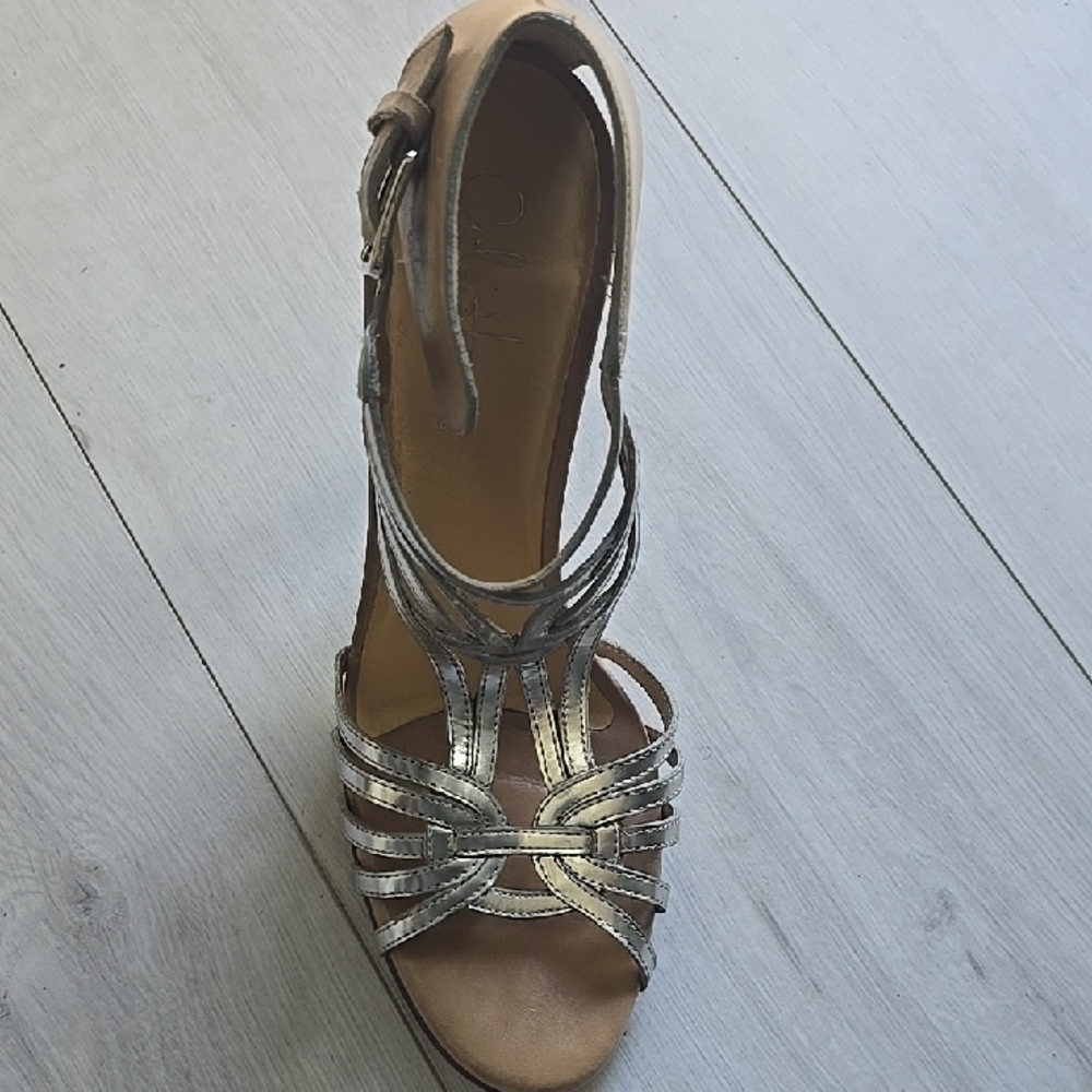 Cole Haan Gold Tan Sandals with Ankle Strap